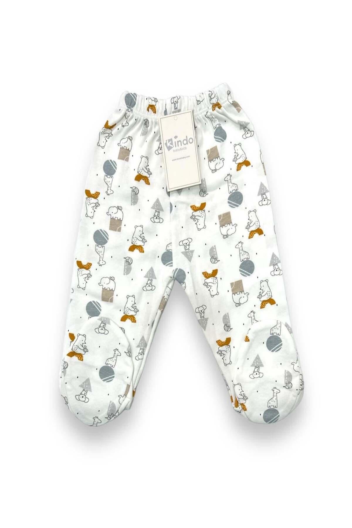 Kindo Baby Desenli Patikli Bebek pantolon Tek alt  4 lü paket  %100 pamuklu ürün  Annelerin favorisi fotoğrafı 4 (önizleme)