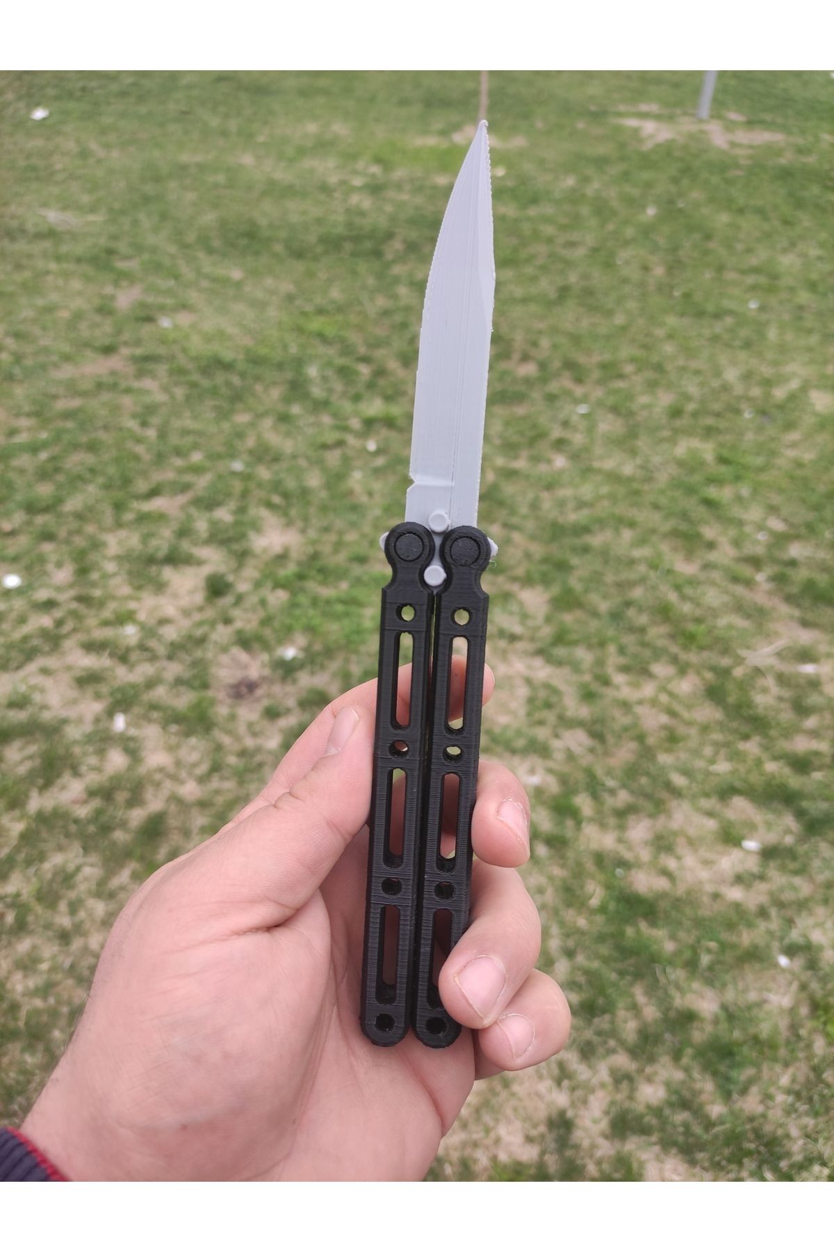 bebevim Kelebek Antrenman kelebeği- Siyah-Gri Renk Butterfly Knife Plastik