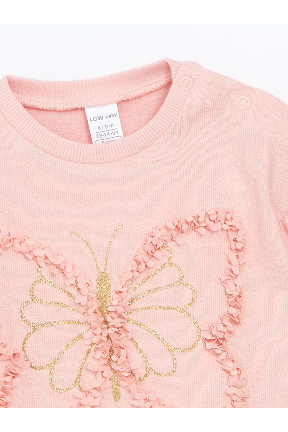 LC Waikiki Esse Collection Pembe Bisiklet Yaka Kız Bebek Sweatshirt ve Tayt 2'li fotoğrafı 3 (önizleme)