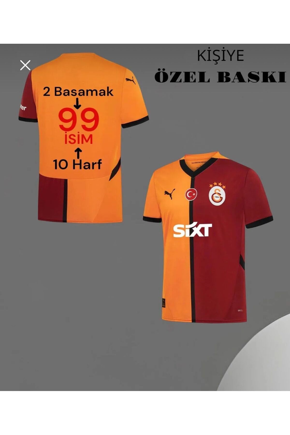Kişiye Özel Baskılı G.alat.asara.y 2024/2025 Sezon Yetişkin Futbol Forması-