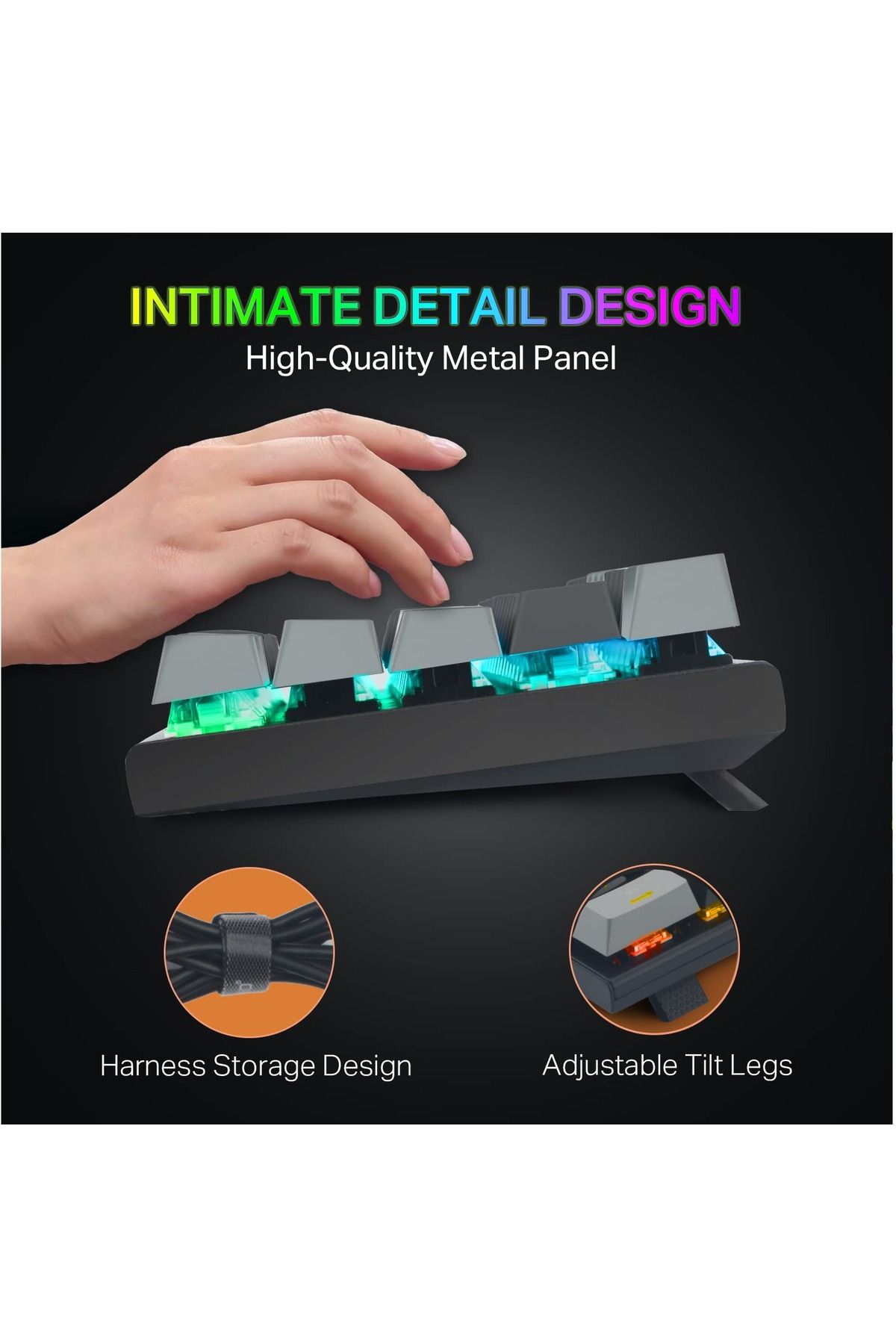 e-yooso-Z-11 61 Keys Mechanical Gaming Keyboard,Blue Switch 60% Wired Compact Keyboard 7