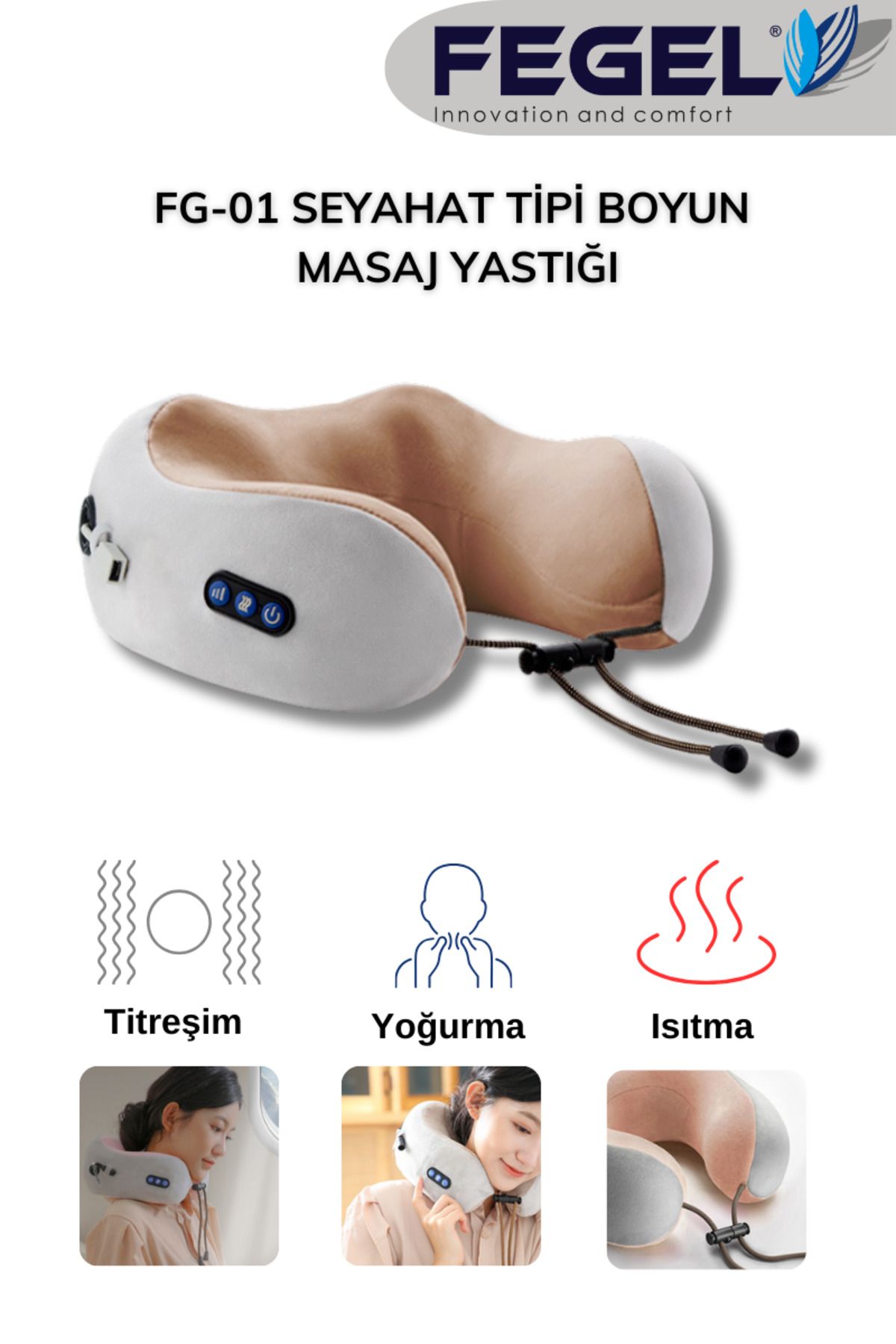 Fegel FG-01 Seyahat Tipi Masajlı Boyun Yastığı