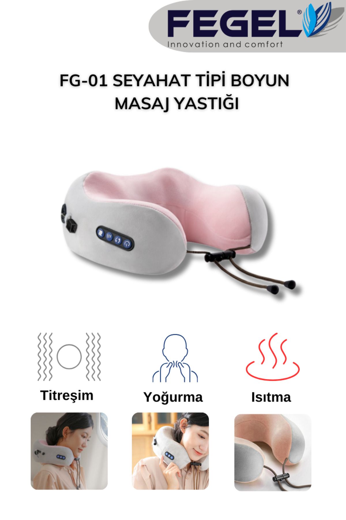Fegel FG-01 Seyahat Tipi Masajlı Boyun Yastığı