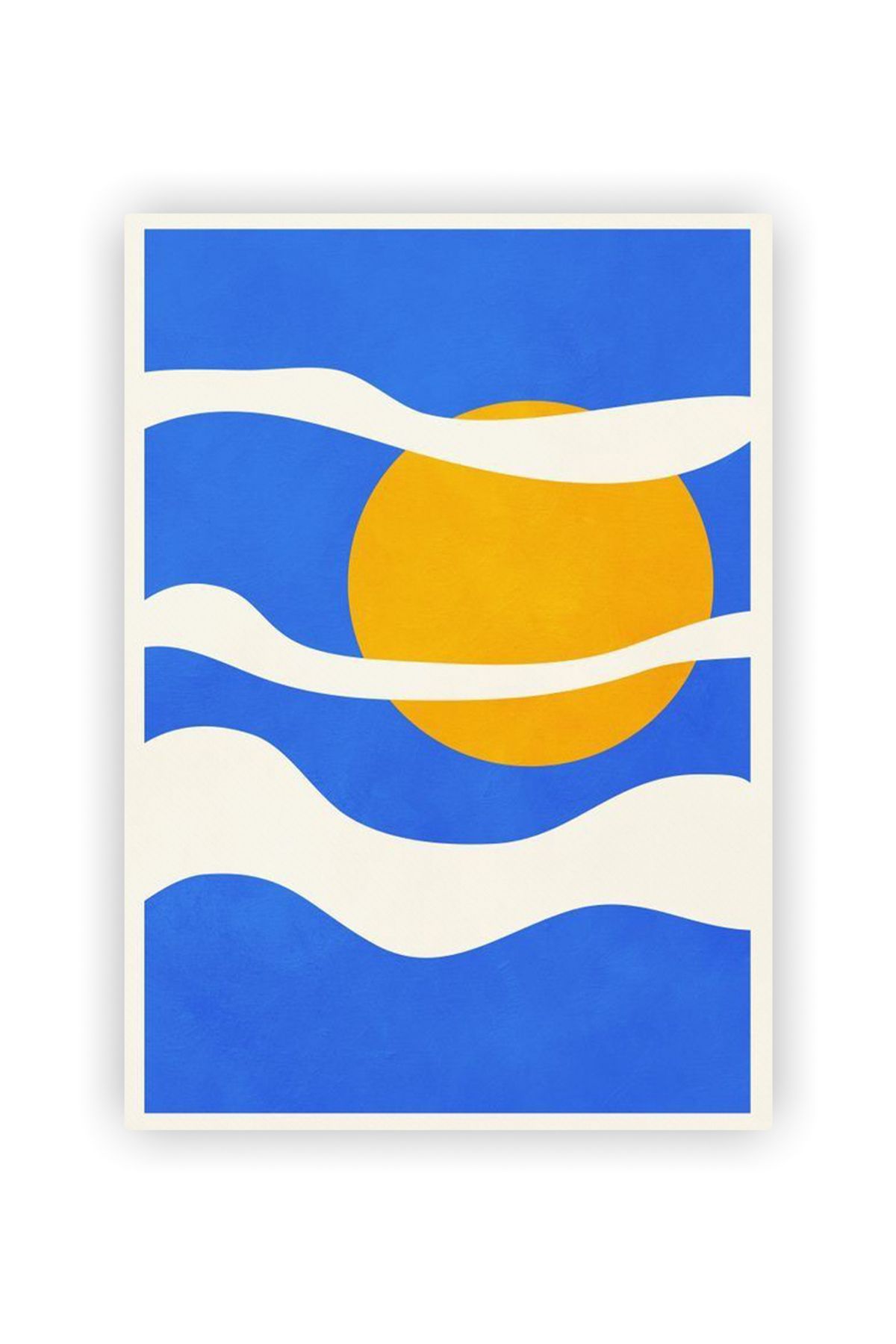 zinbooz-Blue Sky Yellow Sun Illustration Wooden Poster 20X29 cm 1