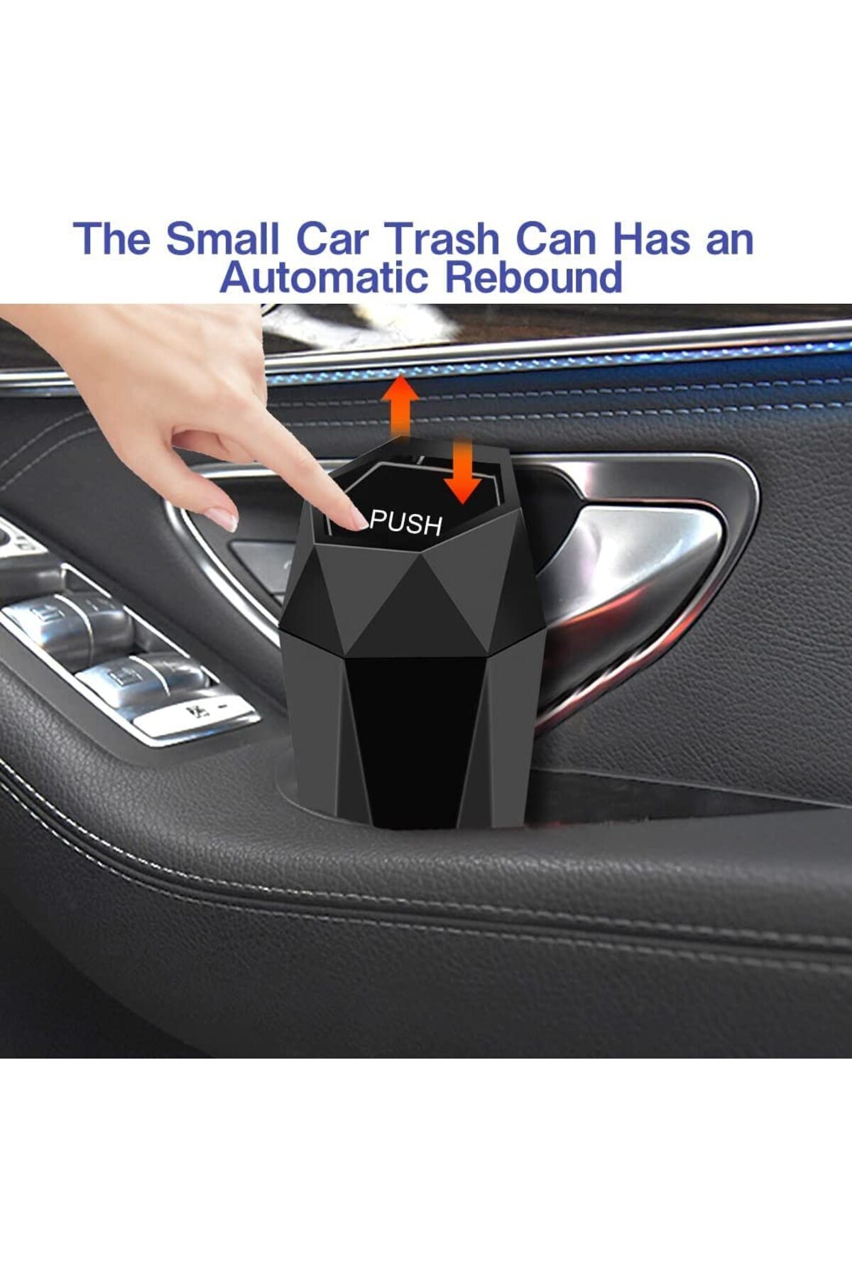 COOYA-Portable Car Auto Trash Can, With Push-Lid Design, Waterproof, Durable, Bin, for Vehicle Tidy 2