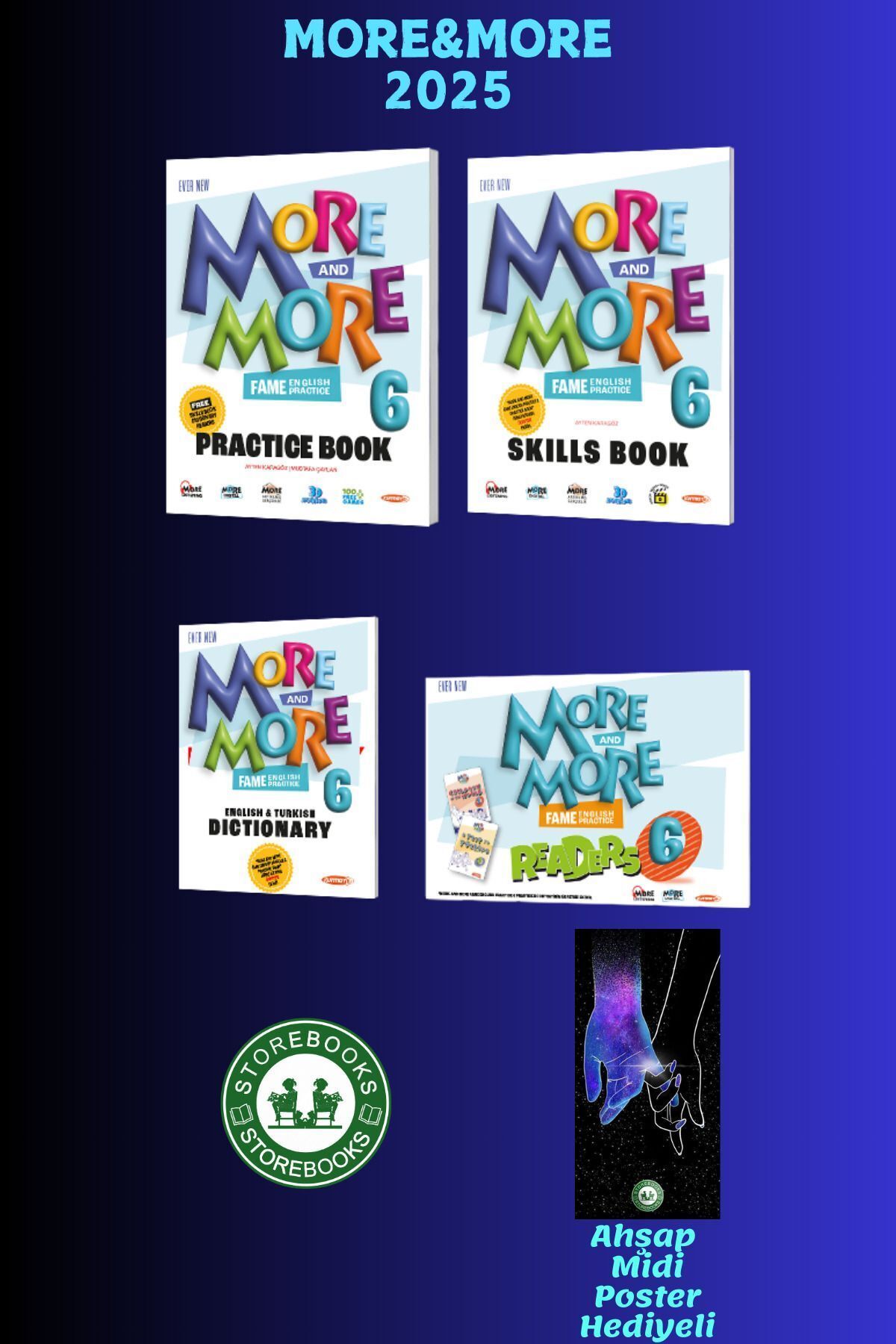Kırtasiye seti ve More&More 6.Sınıf English Pratice&Workbook&Craft Book&Reader Ahşap Poster Hediyeli Kırtasiye seti ve More&More 6.Sınıf English Pratice&Workbook&Craft Book&Reader Ahşap Poster Hediyeli