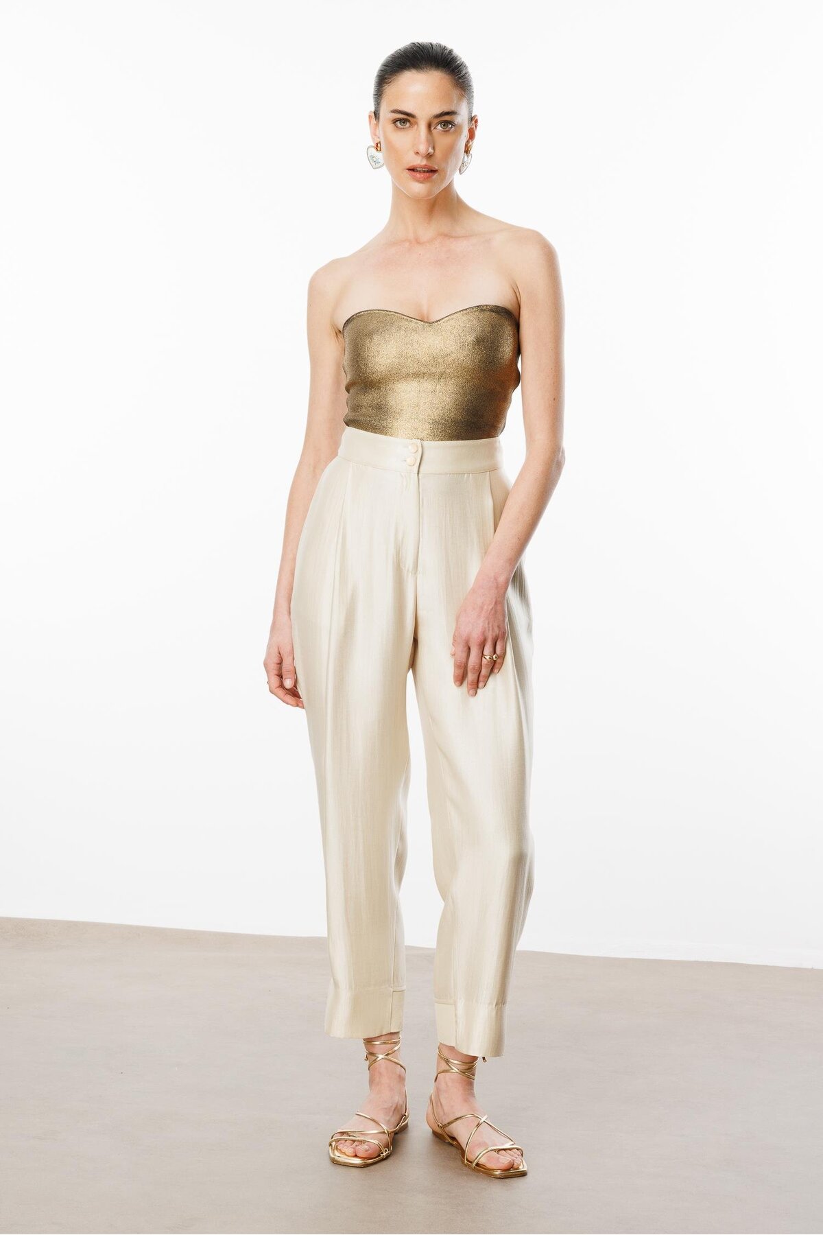 Moda İlgi  Modailgi Arka Kemeri Lastikli Pile Detaylı Pantolon - 15075 Bej - Görsel 4