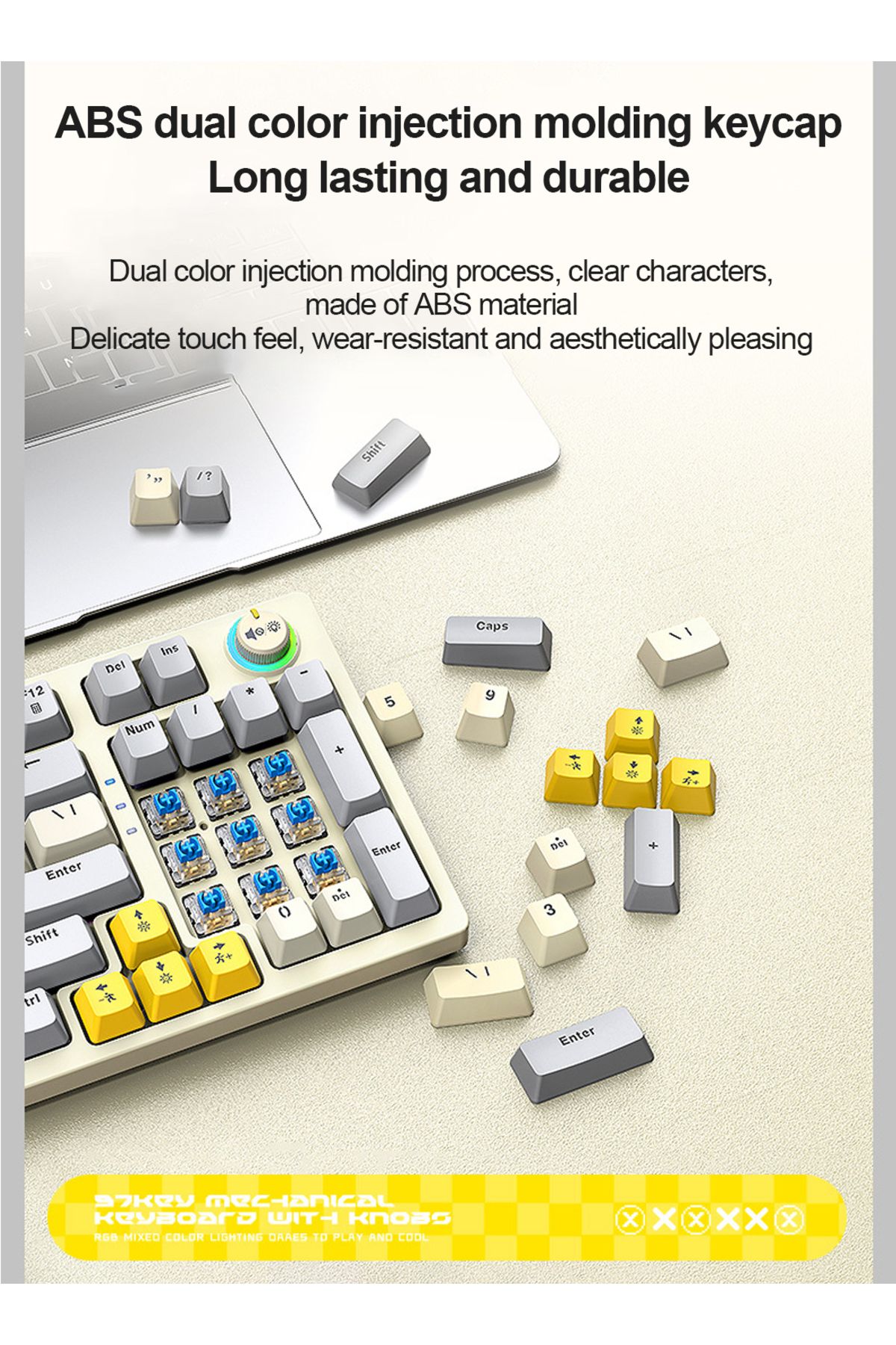 T-WOLF-T50 Wired Gaming Keyboard, 97 Keys Blue Switch Mechanical Keyboard with Rgb Backlit and Multimedia 3