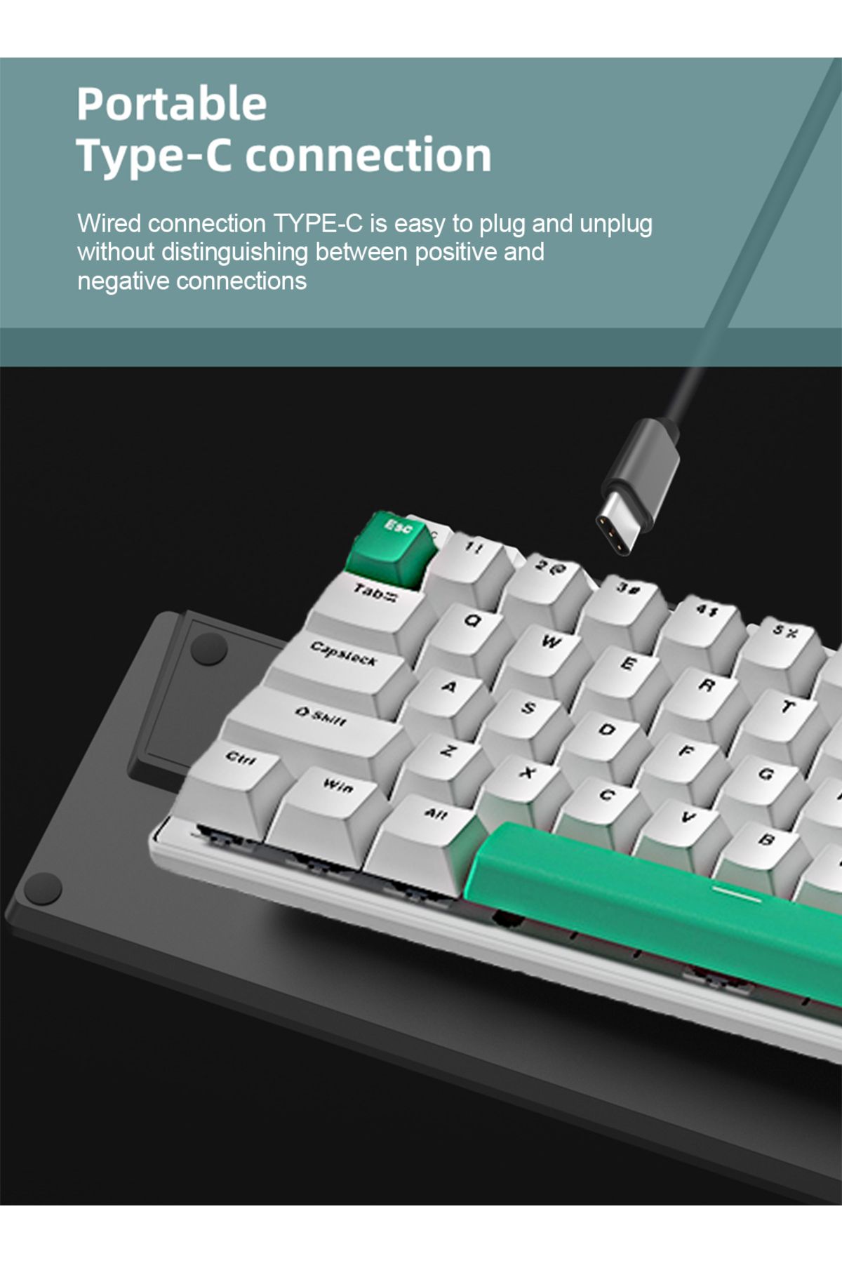 FlashHawk-65% Wired Blue Switch Gaming Keyboard with RGB Backlit, 68 KeysCompact Mechanical Keyboard 8