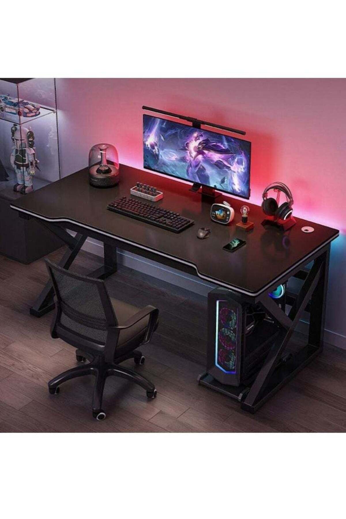 COOYA Modern Gaming Computer Table, With Metal Frame, K-shaped Leg, 120 ...