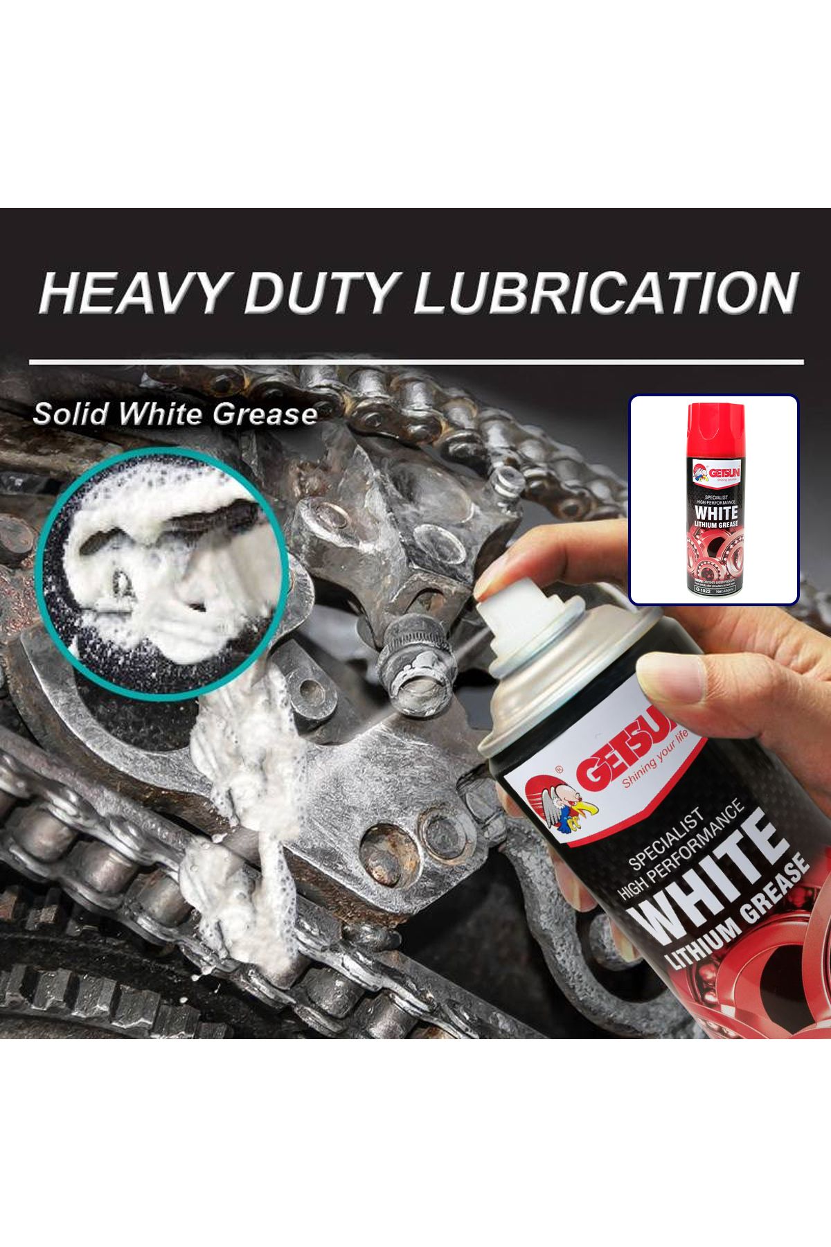 GETSUN-White Lithium Grease 450ml High Performance Lubricant for Automotive, Industrial, Home Use 6