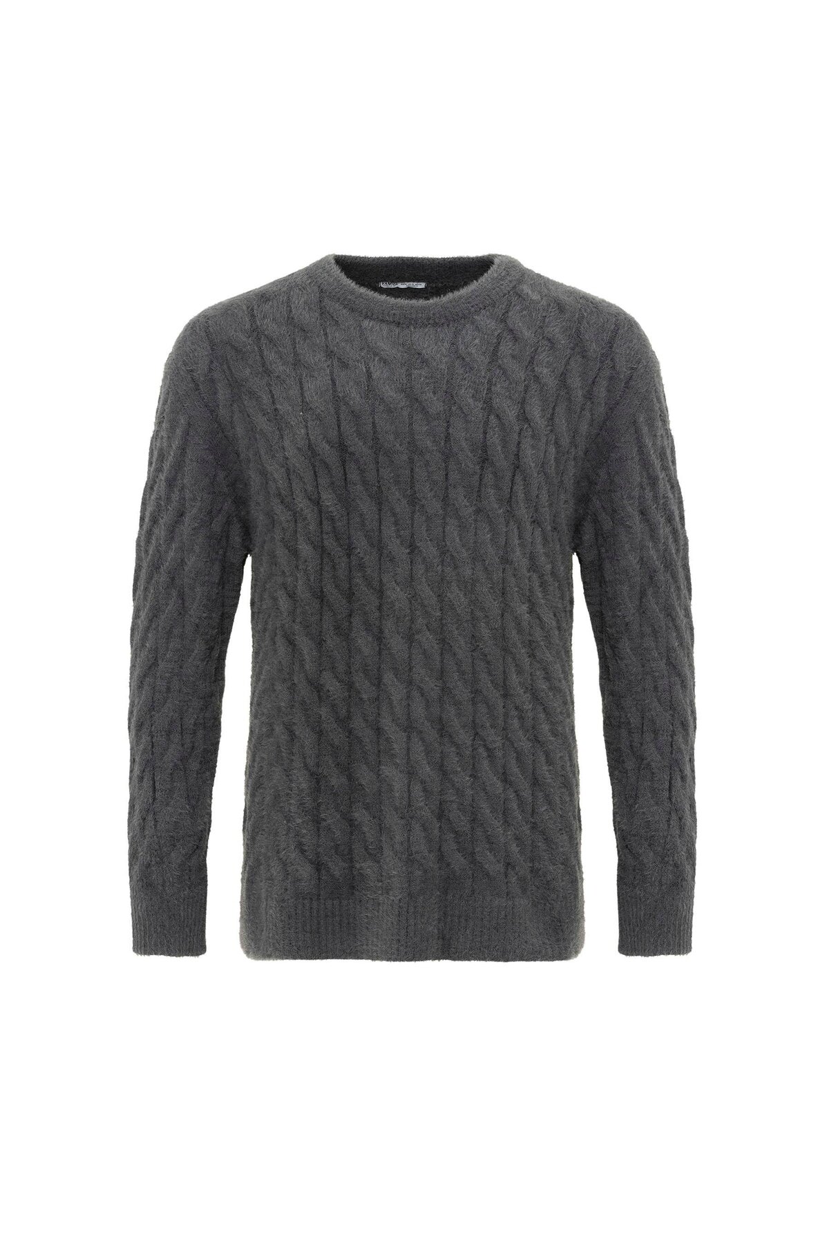 VAMOSCLO Oversize Triko Kazak Füme görsel 4