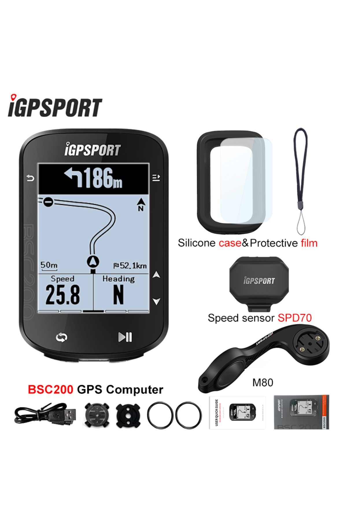 iGPSPORT-200 Spd70 Bsc200 جهاز كمبيوتر GPS للدراجات عداد المسافات عداد السرعة اللاسلكي لتحديد المواقع والملاحة 1