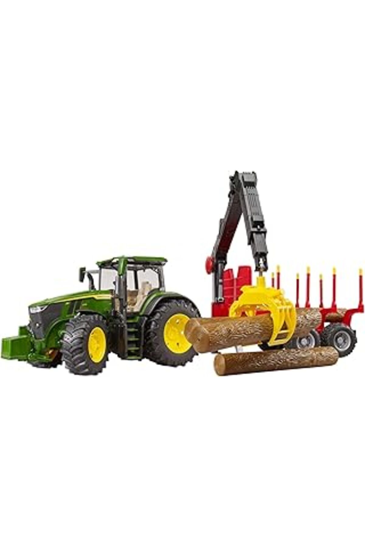 Mu Art Ahşap Bruder Br03154 John Deere 7R 350 Traktör Ve Kütük Taşıyan Römork