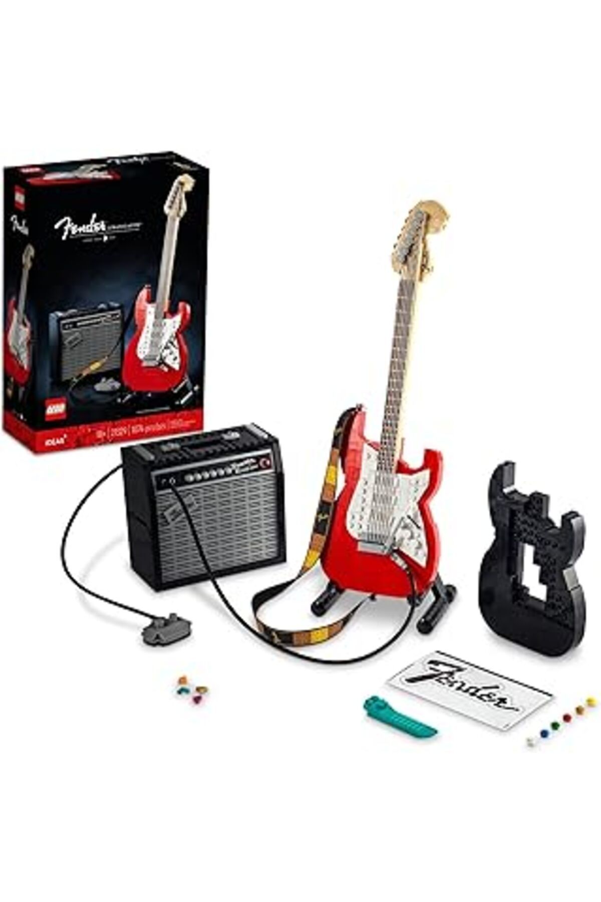 Mu Art Ahşap Lego® Ideas Fender® Stratocaster™ 21329 Yapım Seti; Yetişkin Gitaristler Ve Müzikseverler Için Kole