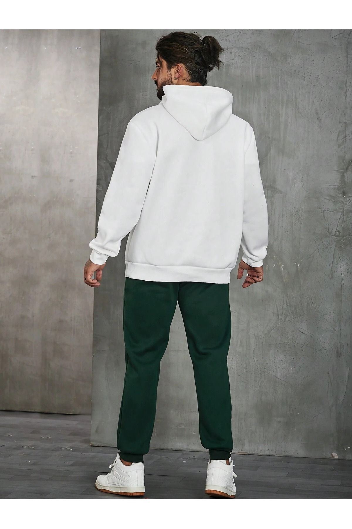 CLAYES-Комплект анцуг New York Суитчър Jogger - Бял Nefti Green Printed Oversize Hooded 2