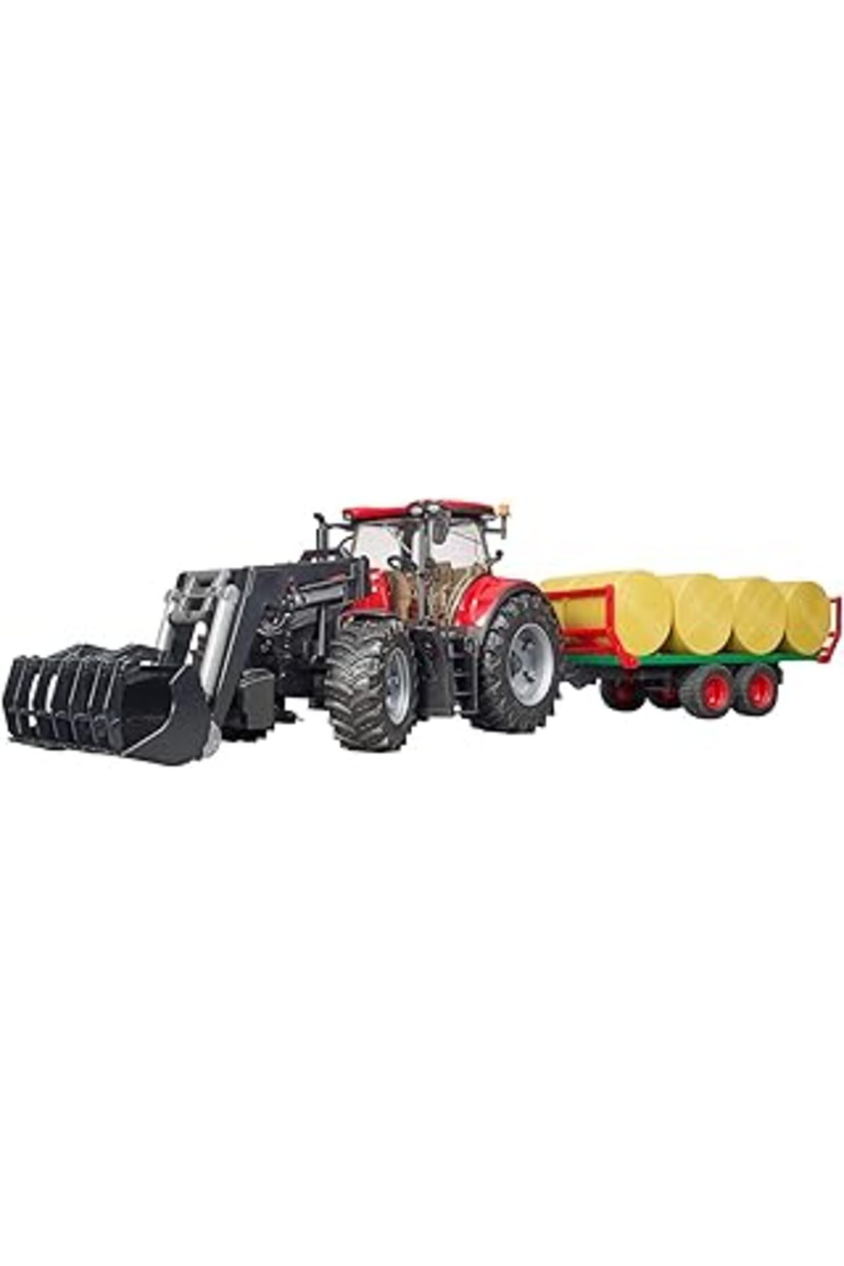 Mu Art Ahşap Bruder Br03198 Case Ih Optum 300Cvx Kepçeli Traktör & Balya Römorku