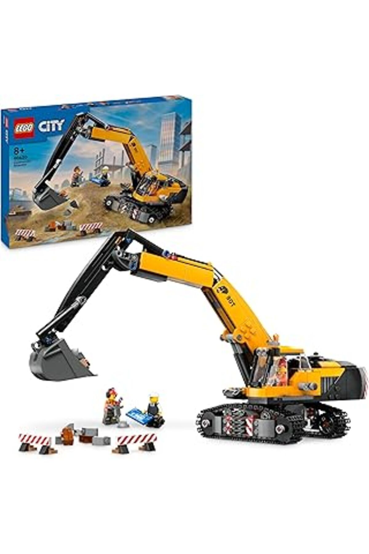 Mu Art Ahşap Lego City Sarı İnşaat Ekskavatörü 60420-8 Yaş Ve Üstü Kız Ve Erkek Çocukları Için Sürücü, Çalışan V