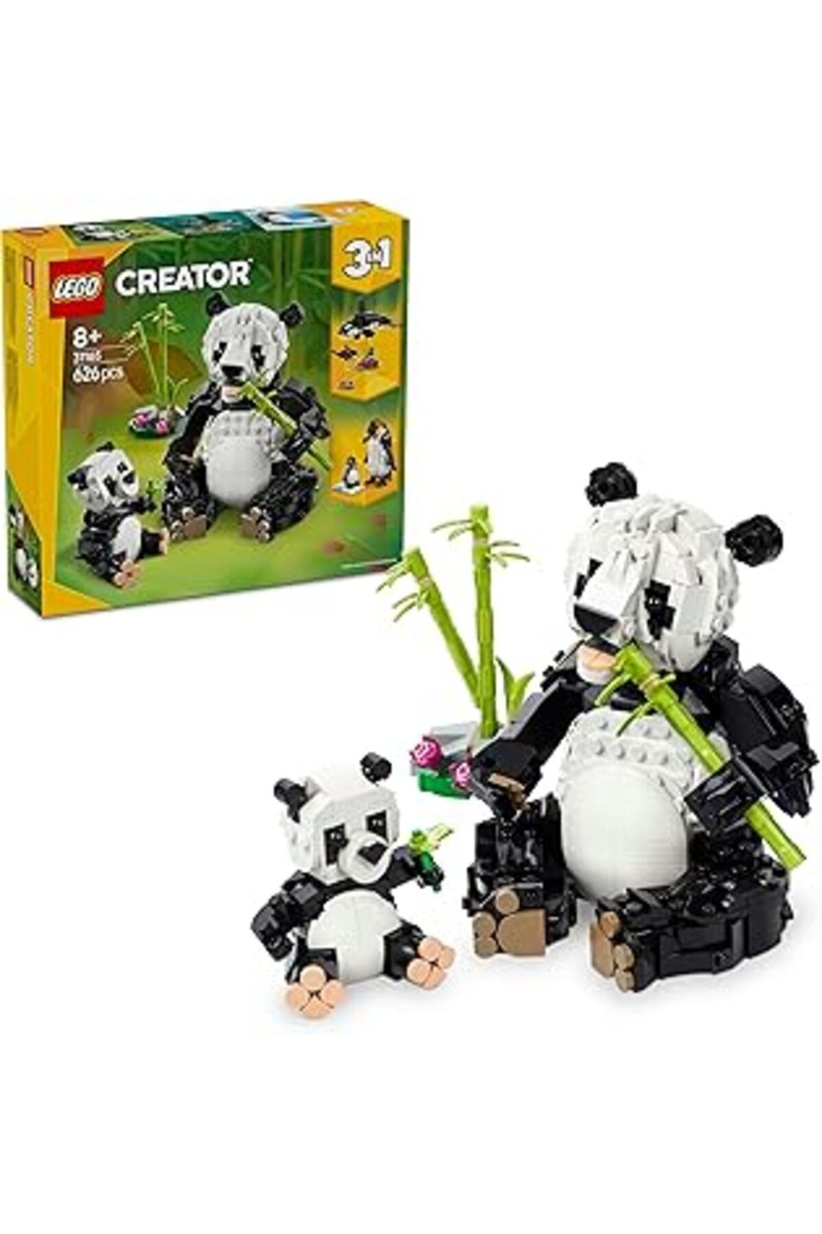 Mu Art Ahşap Lego Creator 3’Ü 1 Arada Vahşi Hayvanlar: Panda Ailesi 31165-8 Yaş Ve Üzeri Çocuklar Için Orka Veya