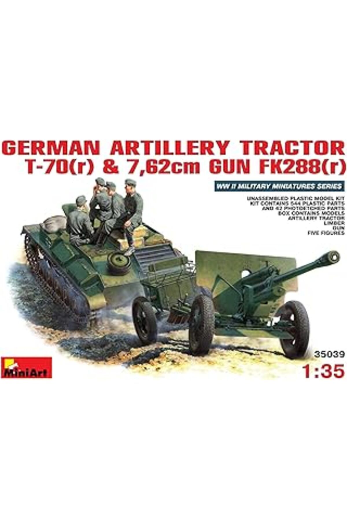 Mu Art Ahşap Miniart 35039 1:35 Alman Topçu Traktörü T-70(R) & 7,62Cm Top Fk288(R)