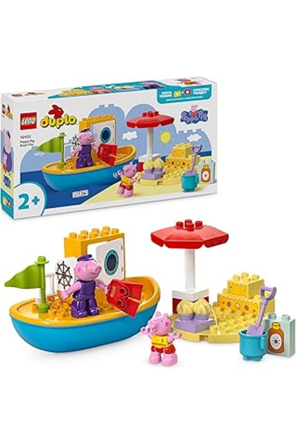 Mu Art Ahşap Duplo Peppa Pig Tekne Gezisi 10432-2 Yaş Ve Üzeri Çocuklar Peppa Pig Minifigürü İçeren Eğitici Oyun
