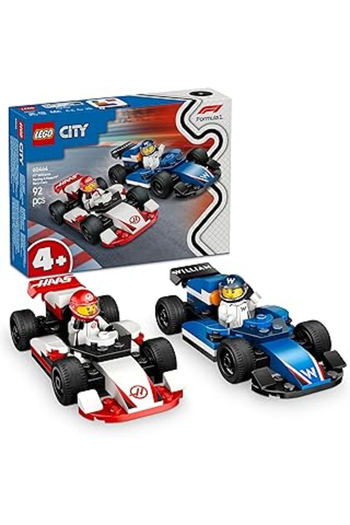 Mu Art Ahşap Lego City F1 Williams Racing Ve Haas F1 Yarış Arabaları 60464-4 Yaş Ve Üzeri Çocuklar Için 2 F1 Pil
