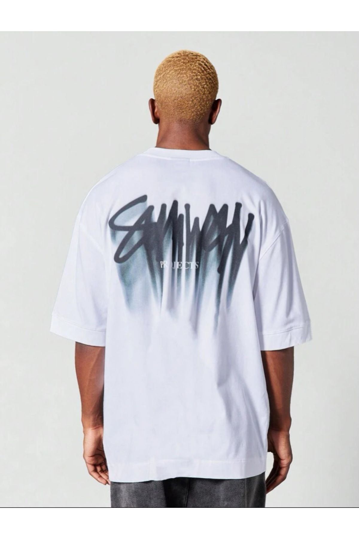 VBSVİBES-WHITE OVERSIZE MOLD PROJECTS PRINTED TSHIRT 2