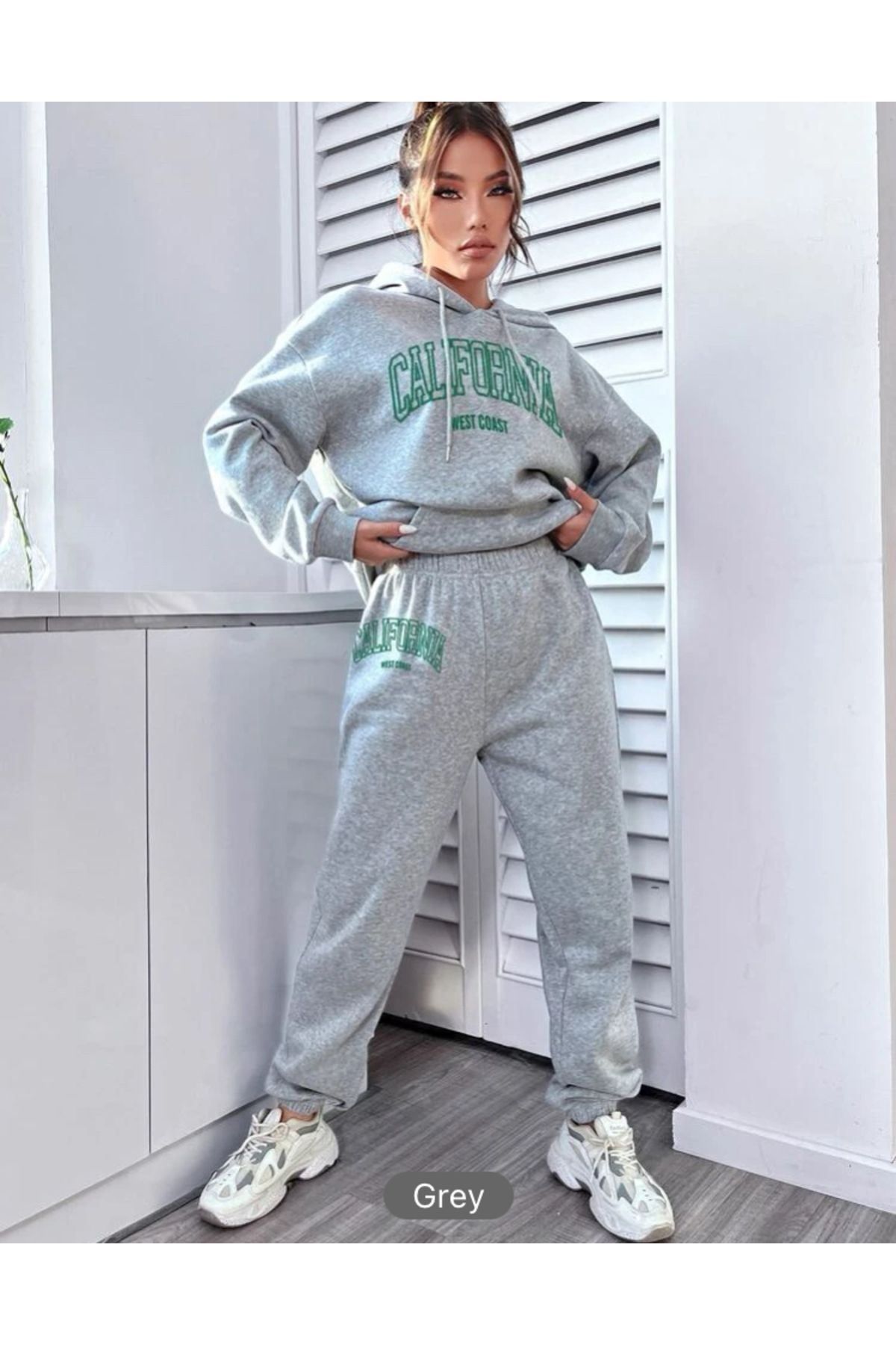VBSVİBES-Hooded Tracksuit Set Gray California 1