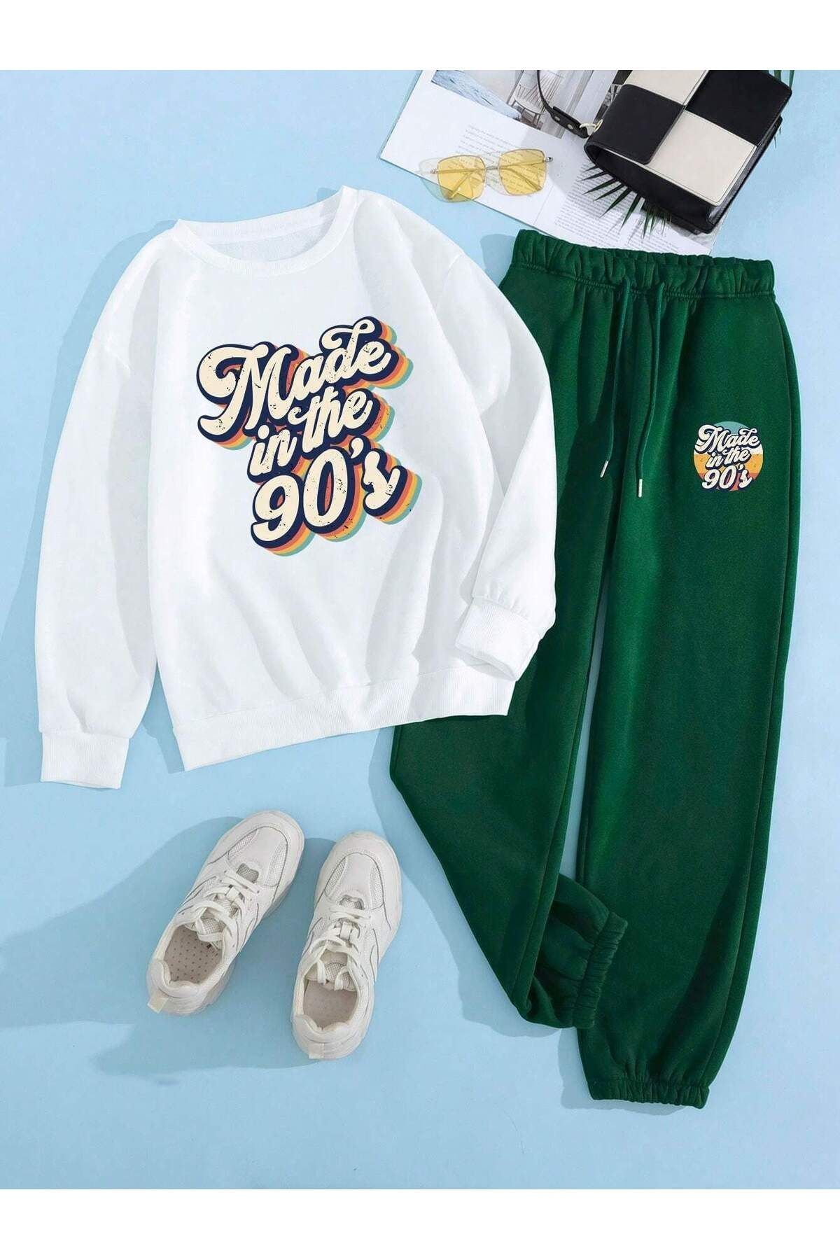 VBSVİBES-costum alb-verde de jos sus MADE IN 90'S 1