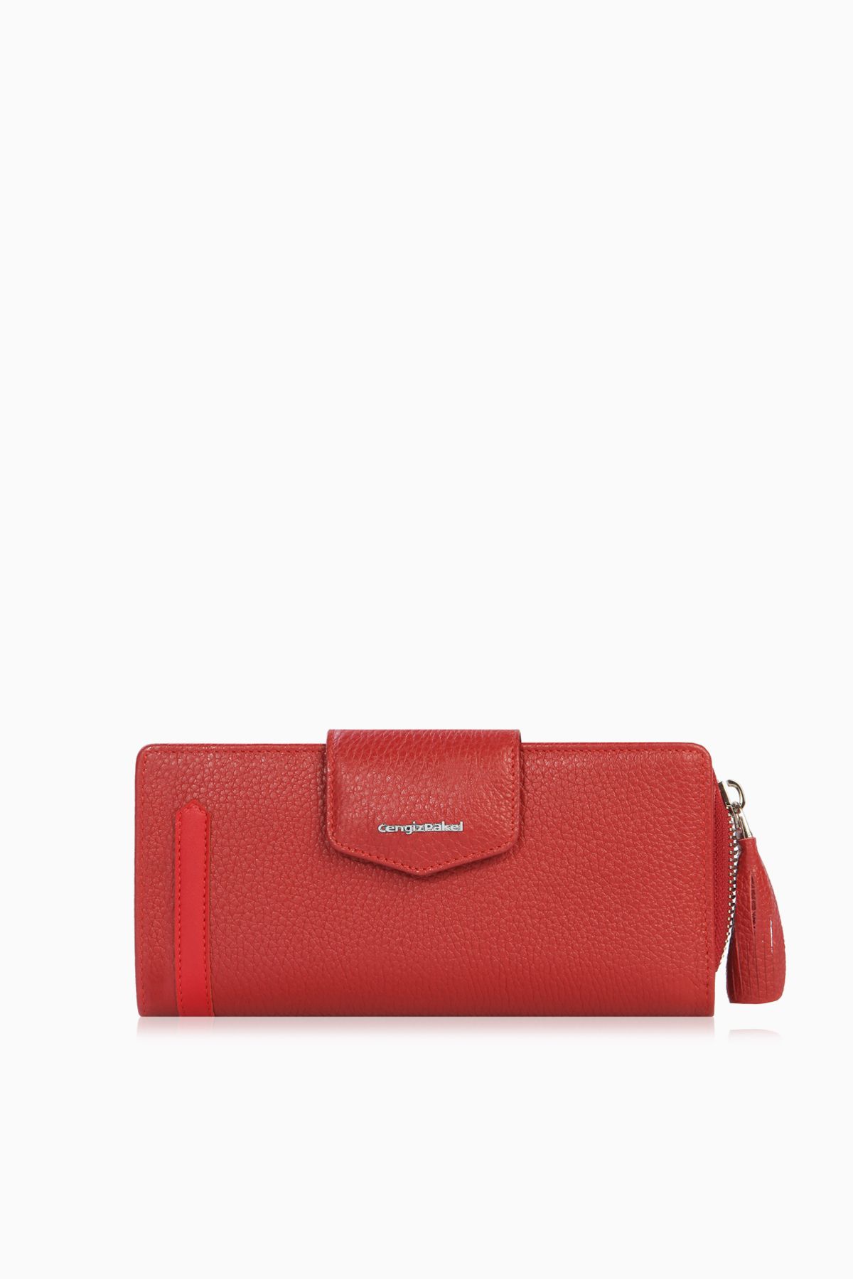 CENGİZ PAKEL-Women's Red Genuine Leather Stylish Sports Wallet 65133 1