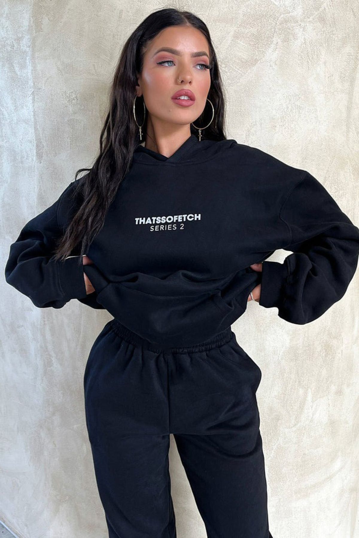 CLAYES-Tepláková souprava So Fetch Series 2 Mikina Jogger - oversize s kapucí s černým potiskem 6