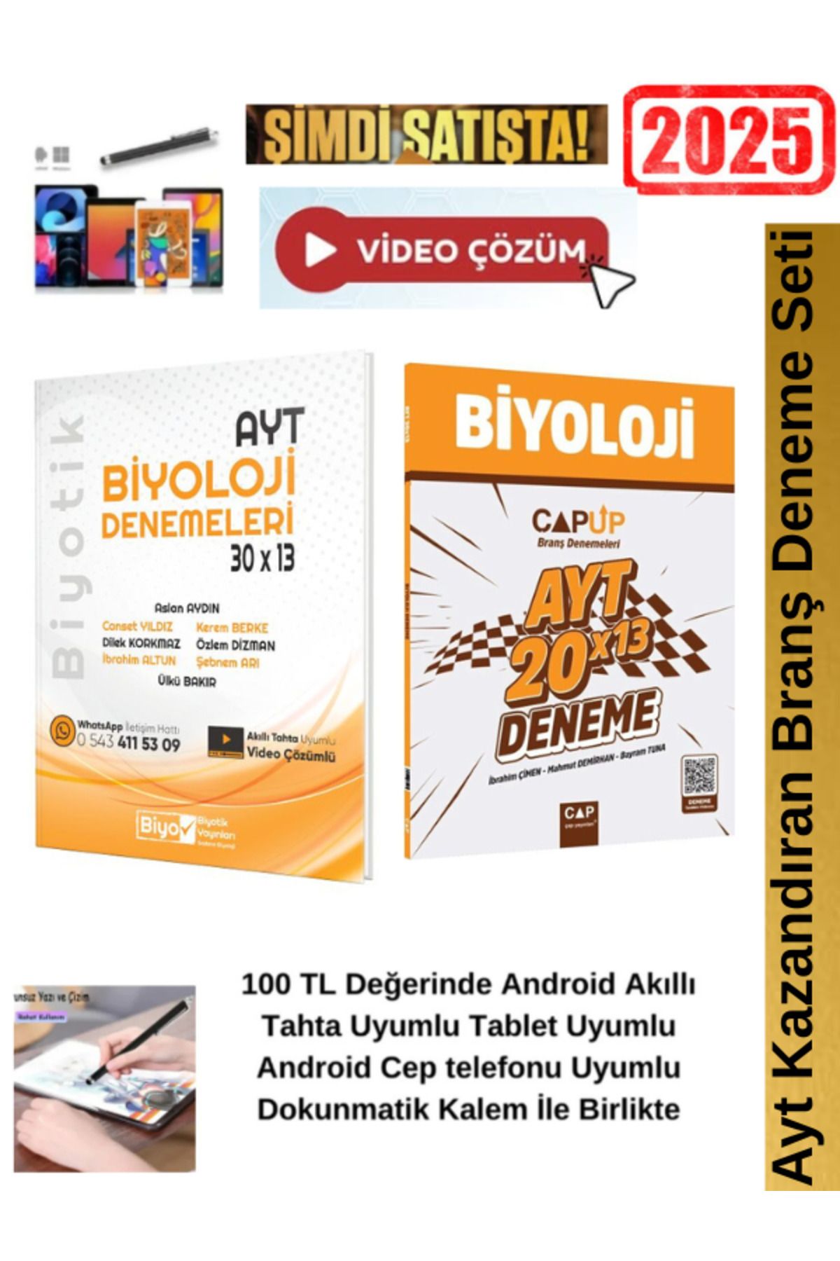 Biyotik Yayınları Ayt Biyoloji 30x13 Branş Deneme+Çap Ayt Biyoloji 20x13 Deneme Seti+Android Kalem