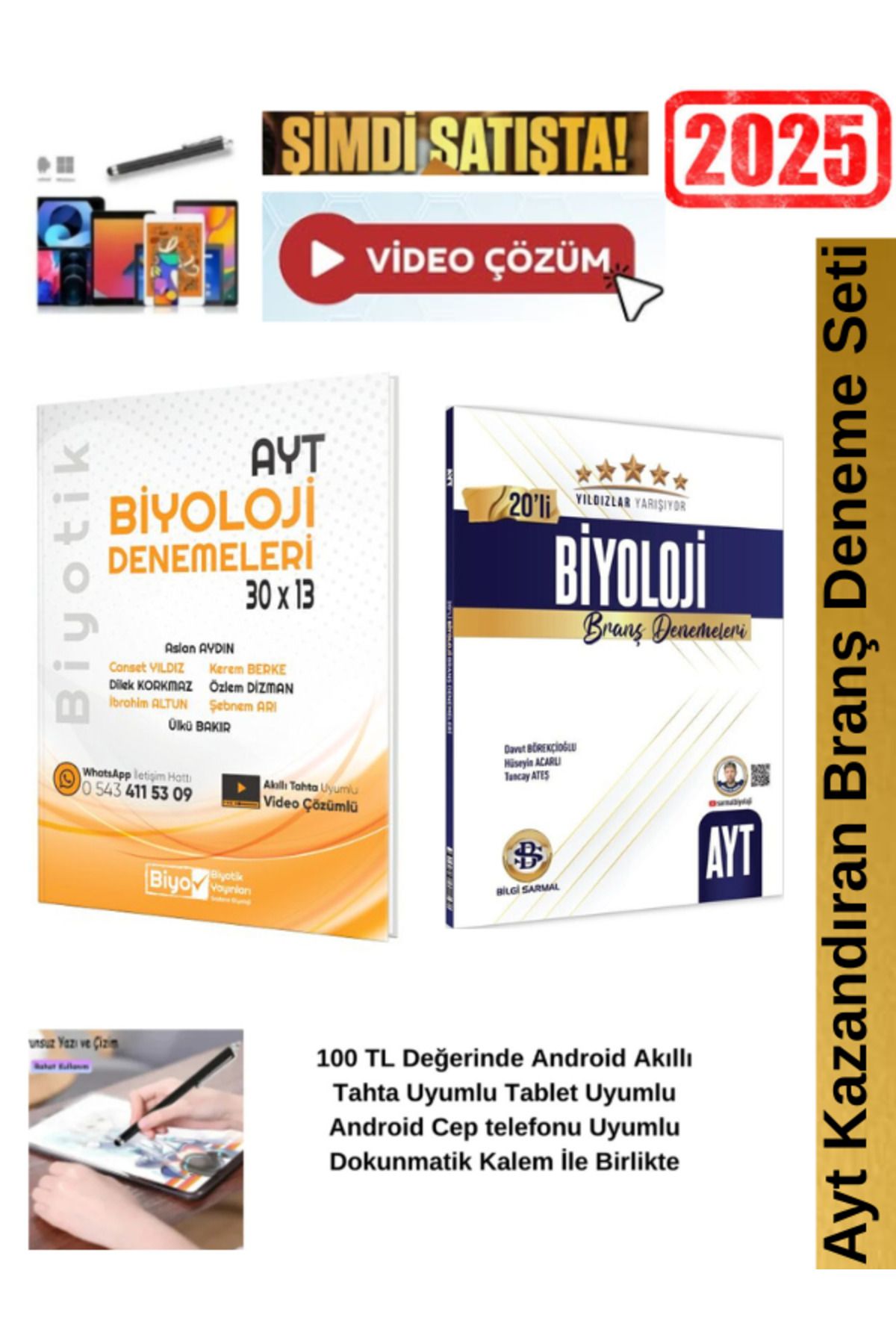 Biyotik Yayınları Ayt Biyoloji 30x13 Branş Deneme+Sarmal Yıldızlar  Ayt Biyoloji 20 li Deneme Seti+ Kalem