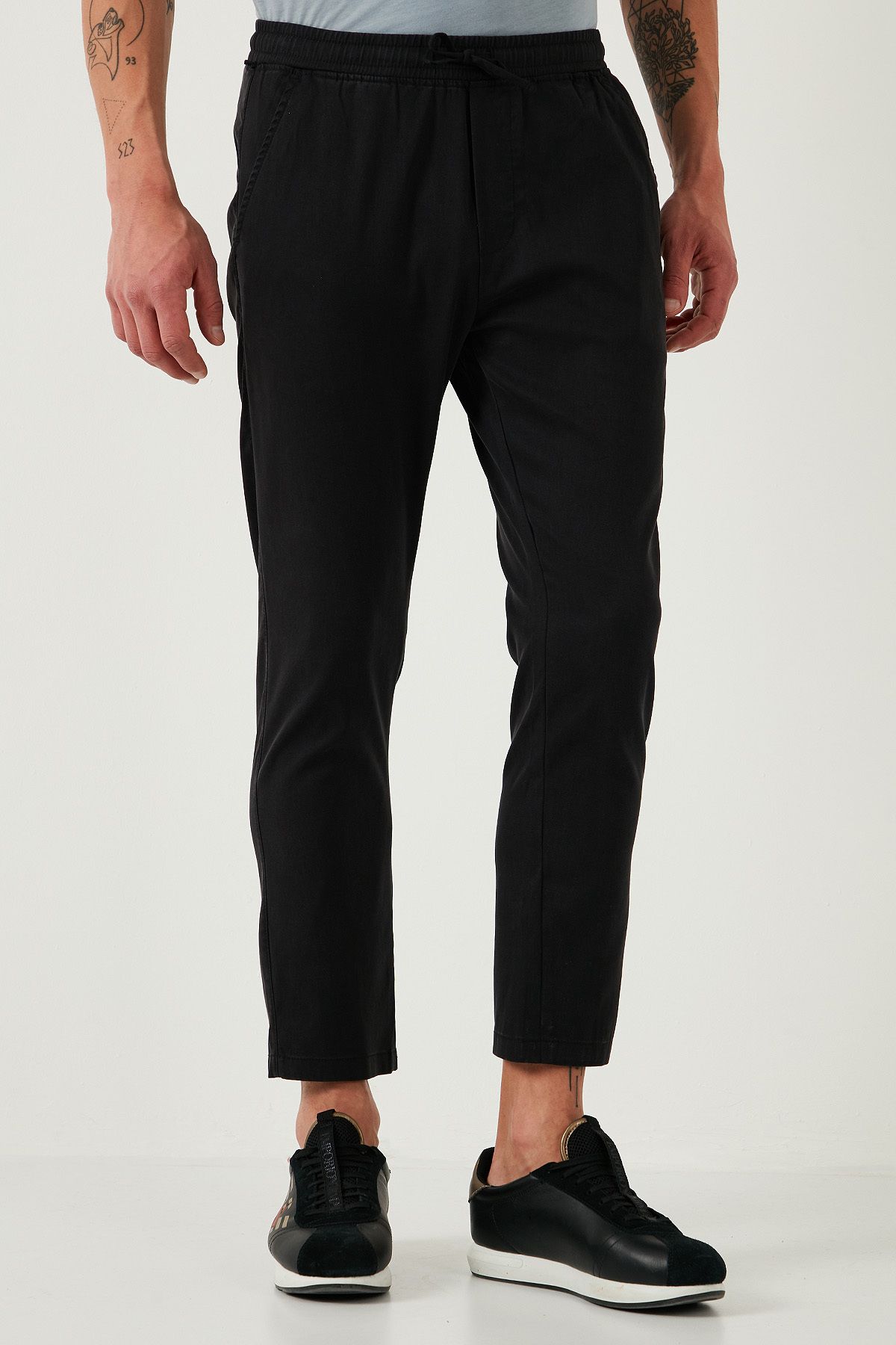 Buratti-Cotton Slim Fit Elastic Waist Pipe Leg Trousers Men's Pants 5545S87Jmilano 3