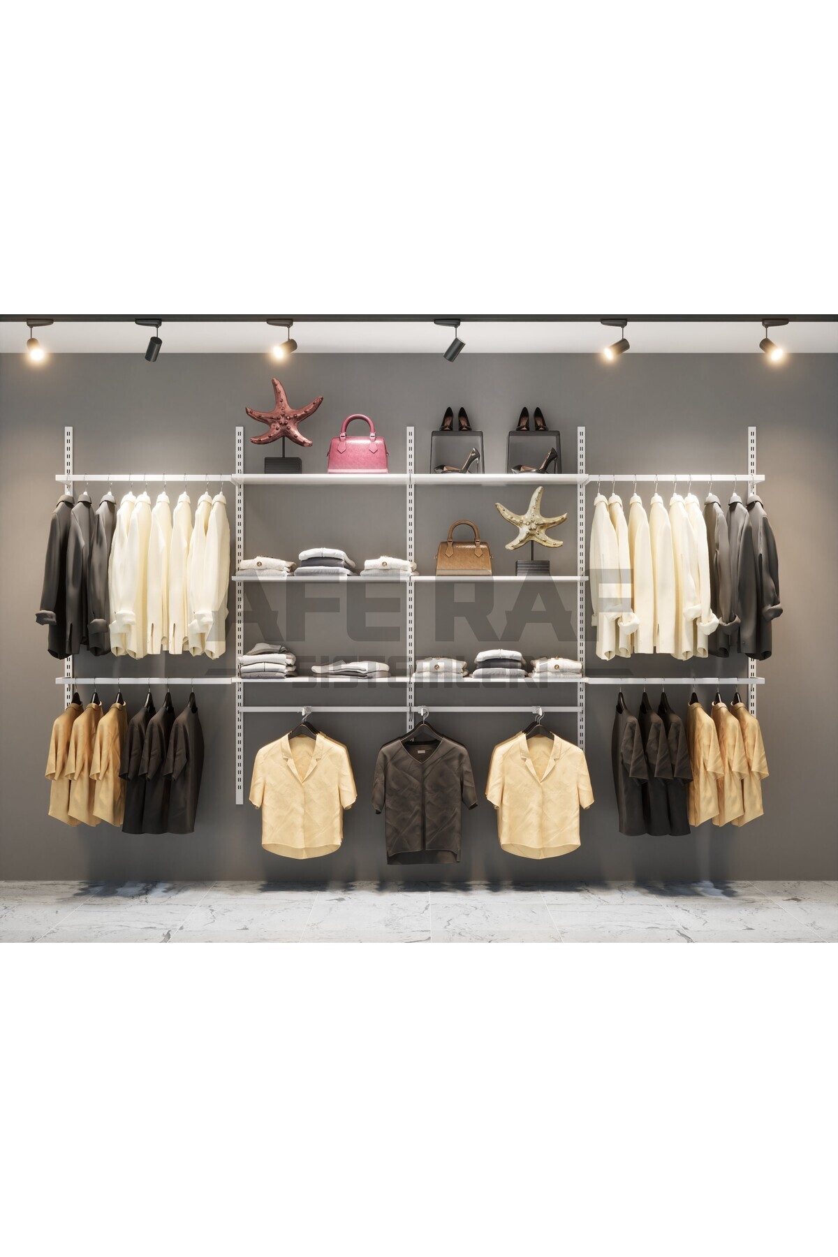 Store Shelf System, Hanger System, Boutique Shelf, Store Stand, Dressing Room-365 *200