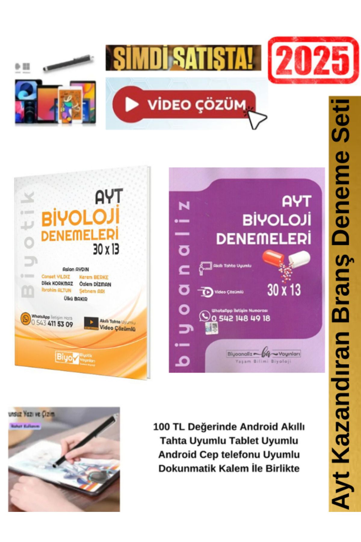 Biyotik Yayınları Ayt Biyoloji 30x13 Branş Deneme+Biyoanaliz Ayt Biyoloji 30x13 lü  Deneme Seti+Kalem