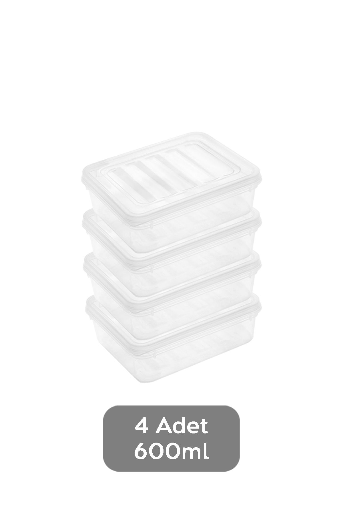 Meleni Home-4-Piece Microwave Compatible Storage Container with Transparent Lid - Organizer Organizer Food Storage Container 4X600Ml 2
