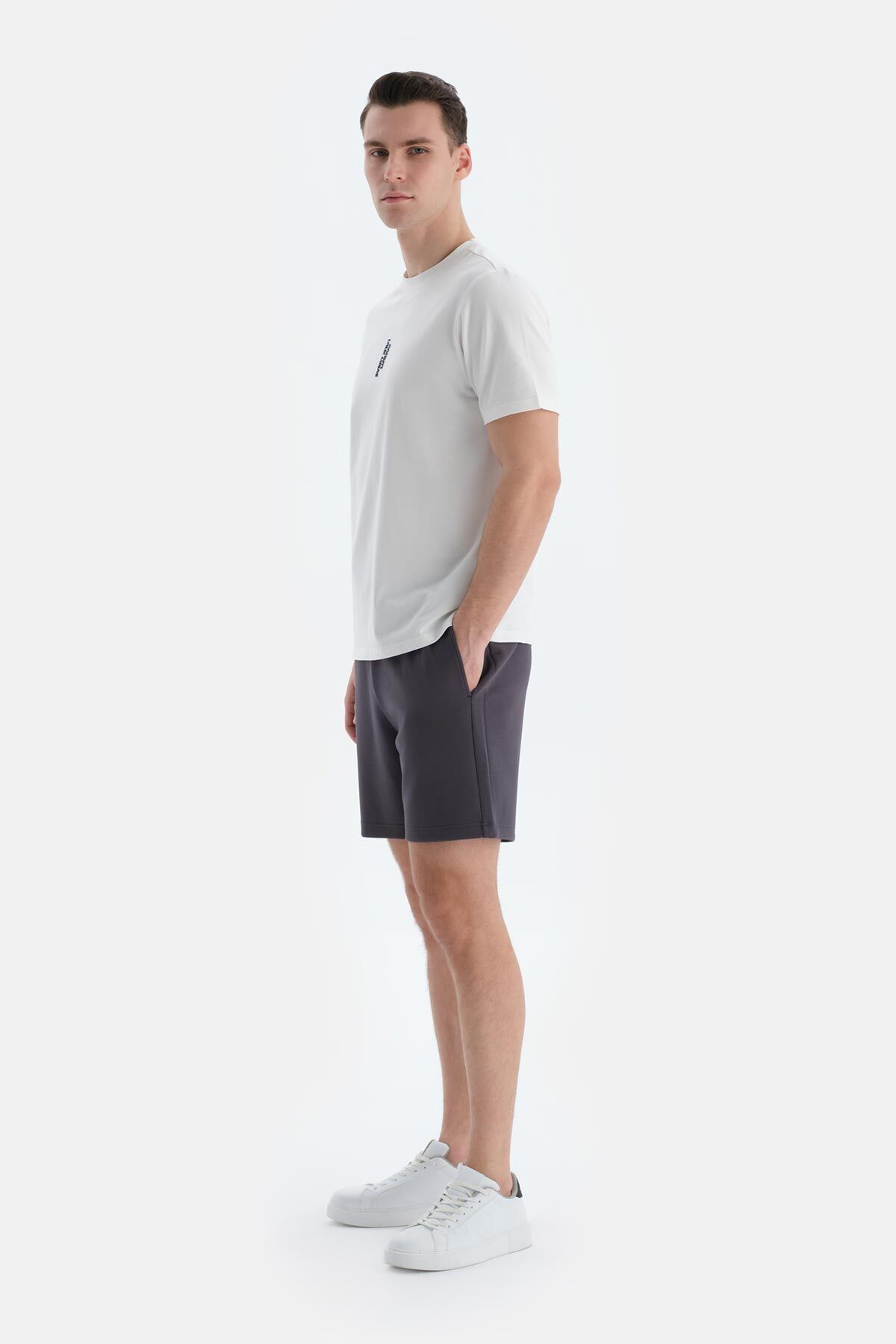 Dagi-Dark Gray Modal Scuba Shorts with Pockets and Lanyard 3
