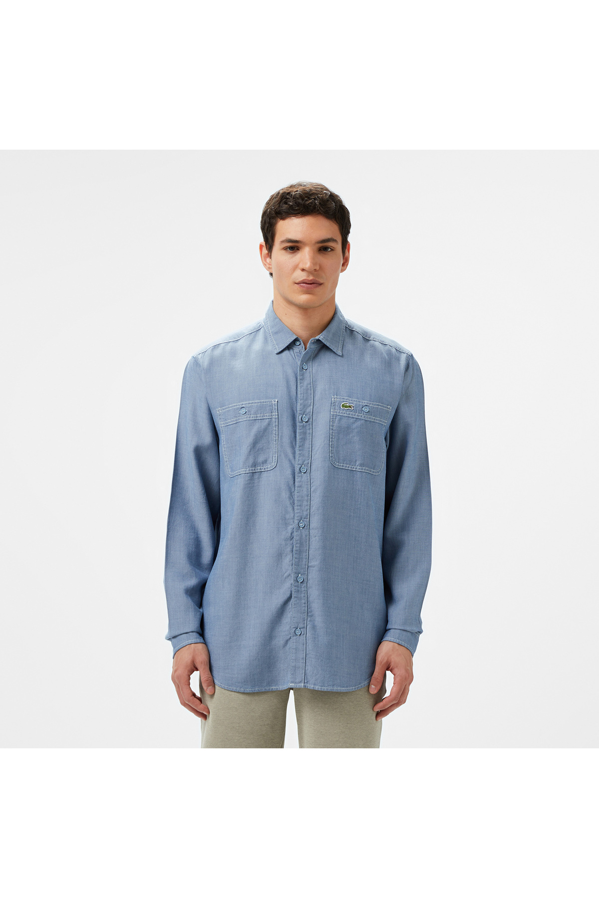 Erkek Regular Fit Ekose Mavi Gömlek