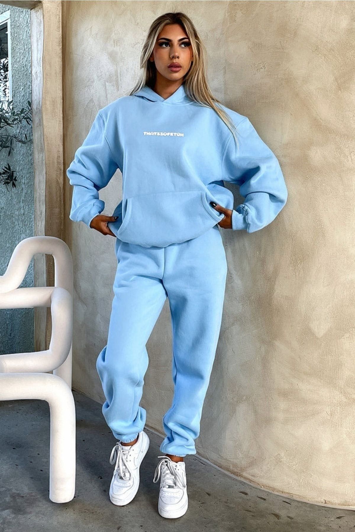 CLAYES-Baby Blue That So Fetch tepláková souprava - oversize mikina s potiskem 4