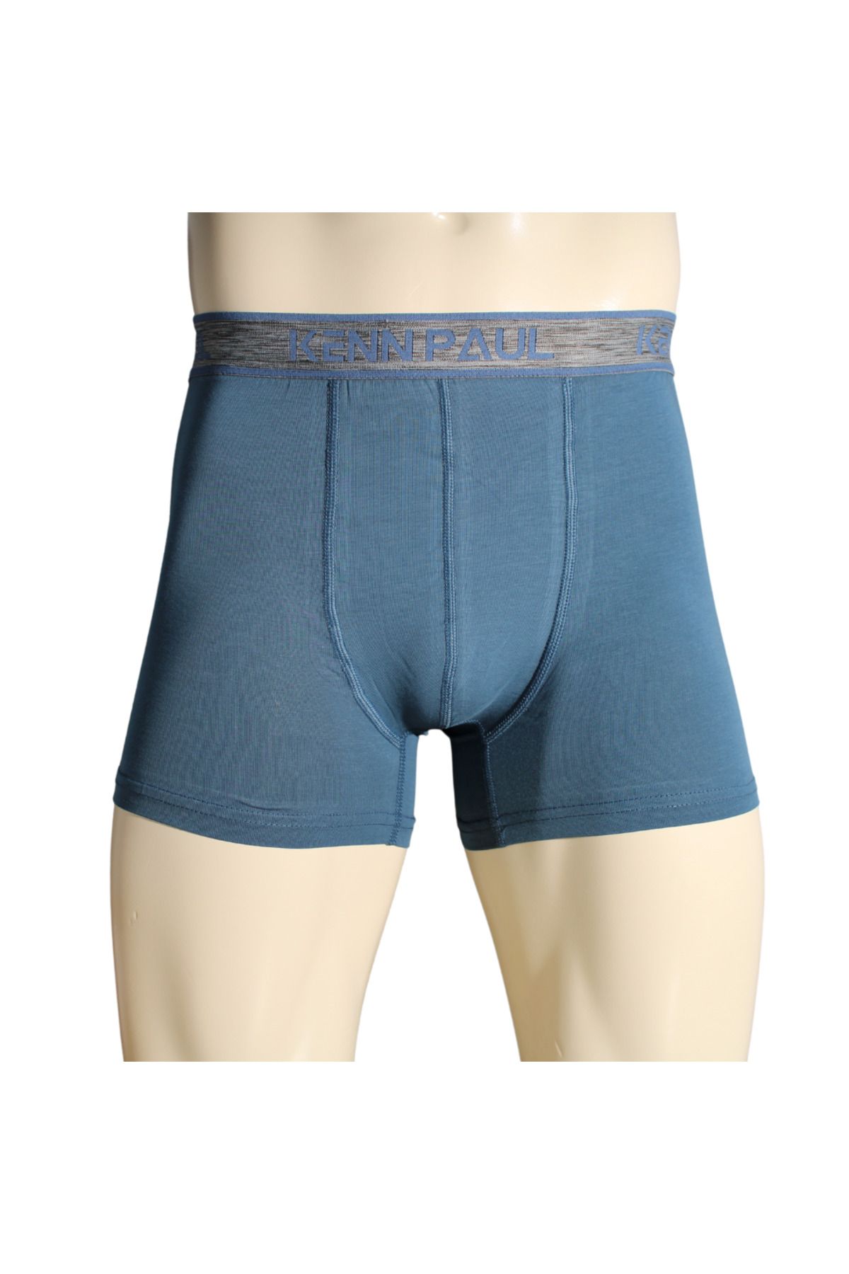 Kennpaul S->6XL Erkek İndigo Düz Pamuklu Lüks Boxer Dayanıklı Kumaş
