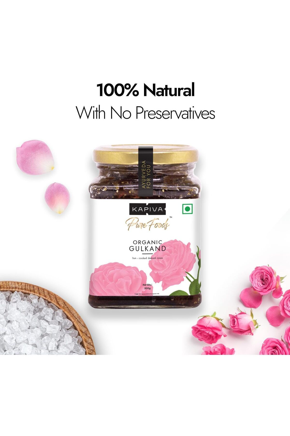KAPİVA-Kapiva Organic Gulkand 300gms (Rose Petal Jam) | 100% Natural | Sun-Cooked Damask Roses 3