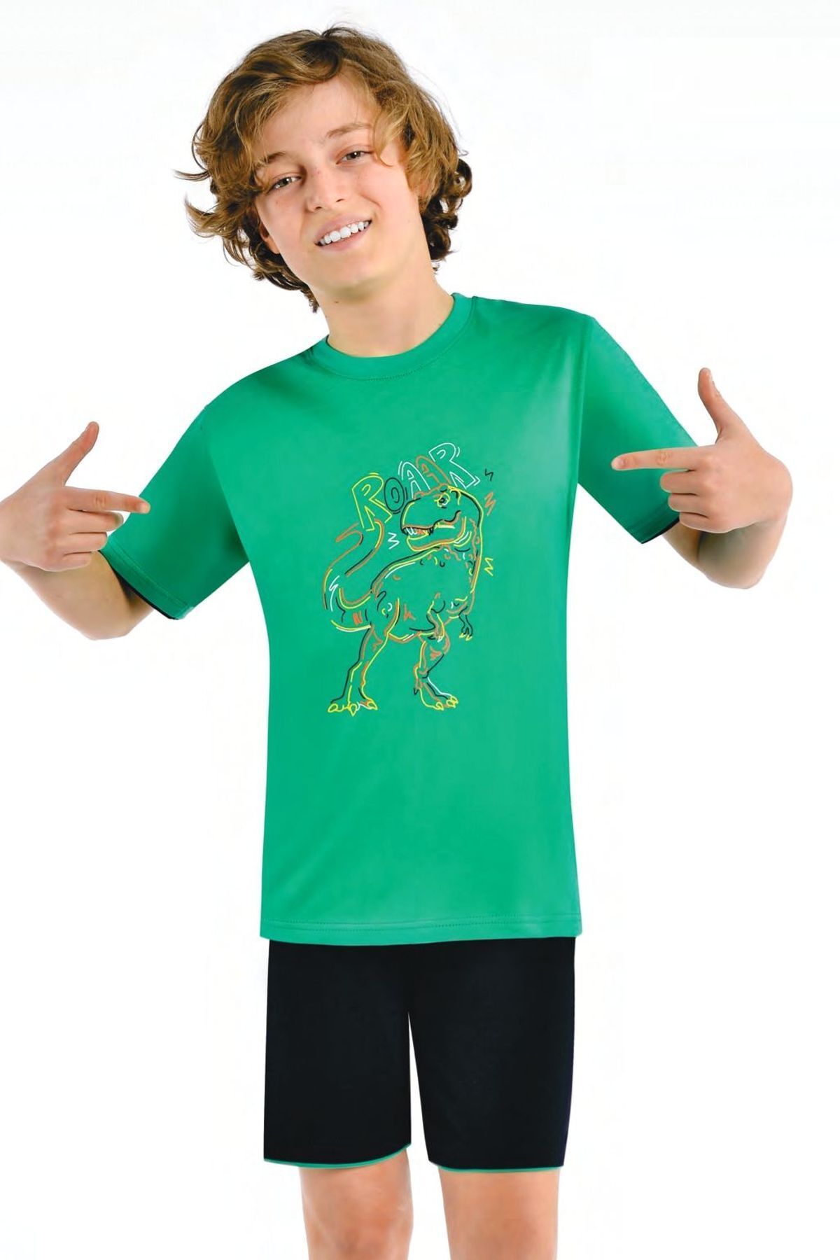 Ersoy Çocuk Giyim 504 Set De Pantaloni Scurți Verzi Cu Mânecă Scurtă Pentru Băiat Masculin - 5–6 years