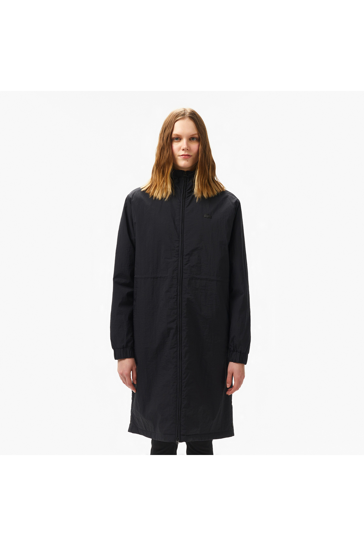 Kadın Kapüşonlu Siyah Yağmurluk
