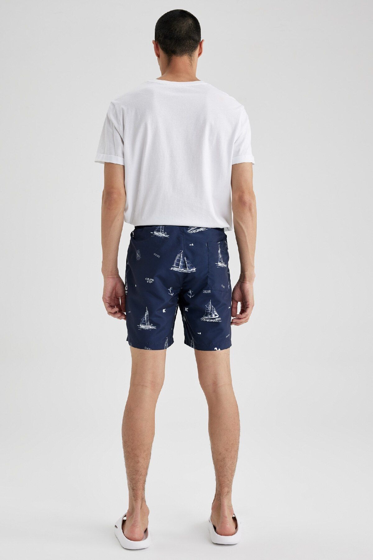 DeFacto-Regular Fit Patterned Mesh Lined Short Length Swim Shorts M8344Az23Hs 6