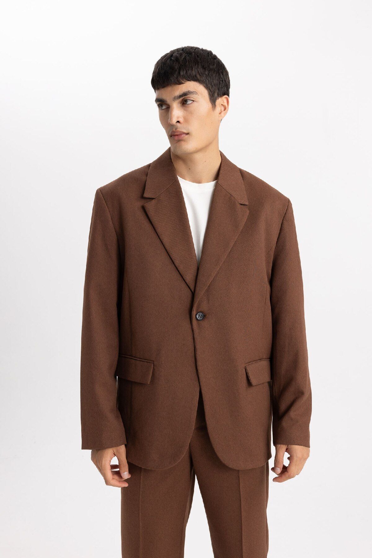 DeFacto-Bequem geschnittene, gefütterte Basic-Blazerjacke – geknöpft B0059ax23wn 5