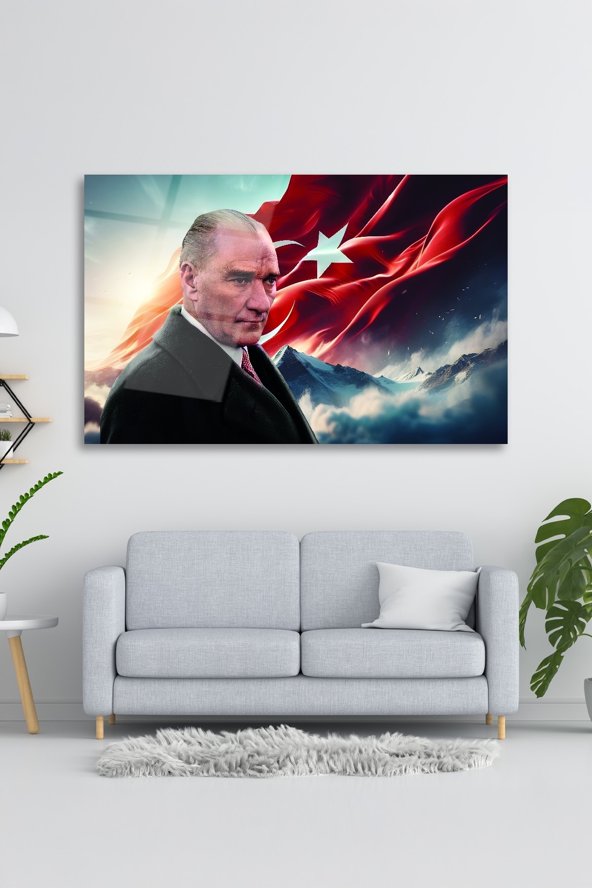 Türk Bayrağı Ve Atatürk Cam Tablo-3 görsel 3