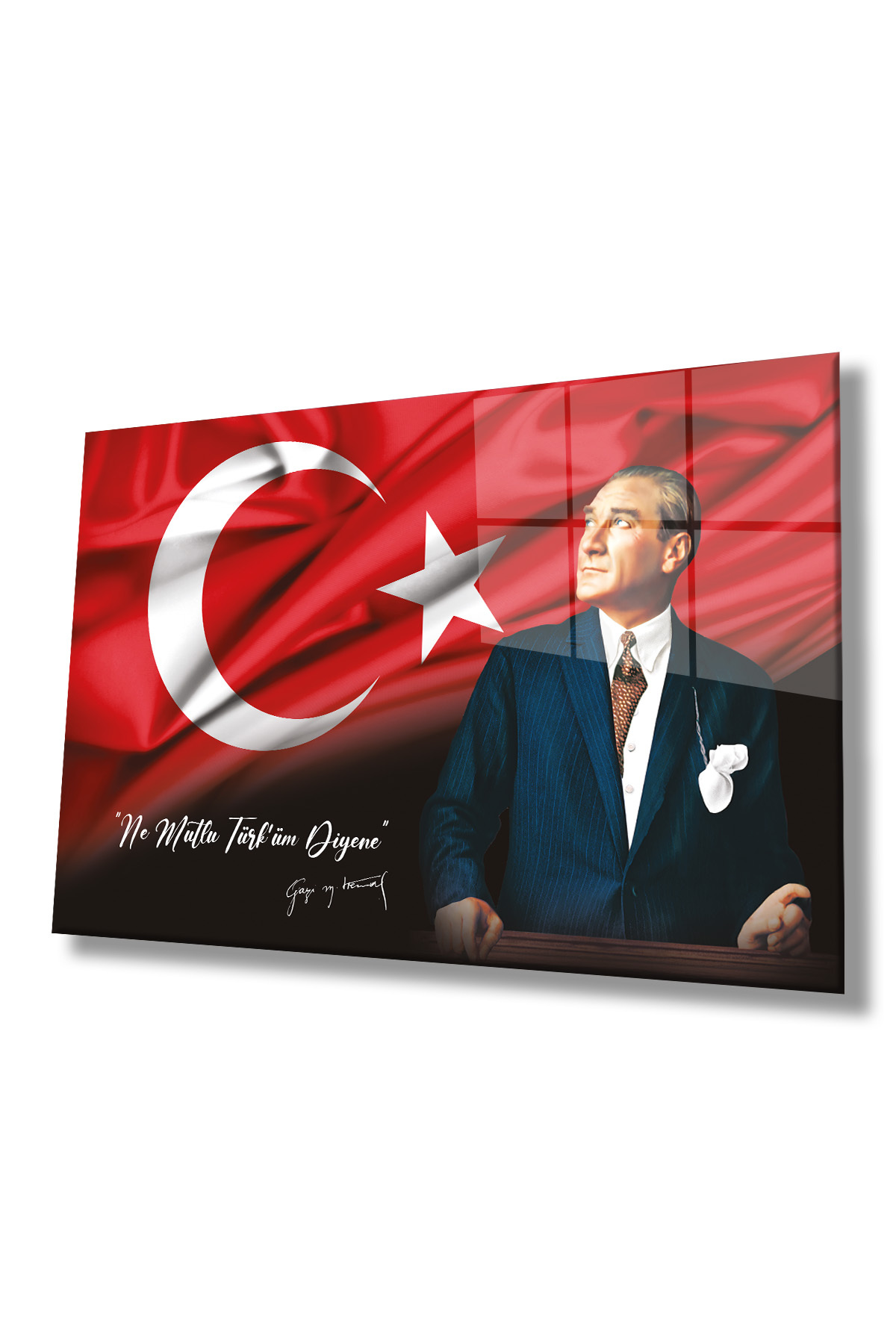 Türk Bayrağı Ve Atatürk Cam Tablo-1