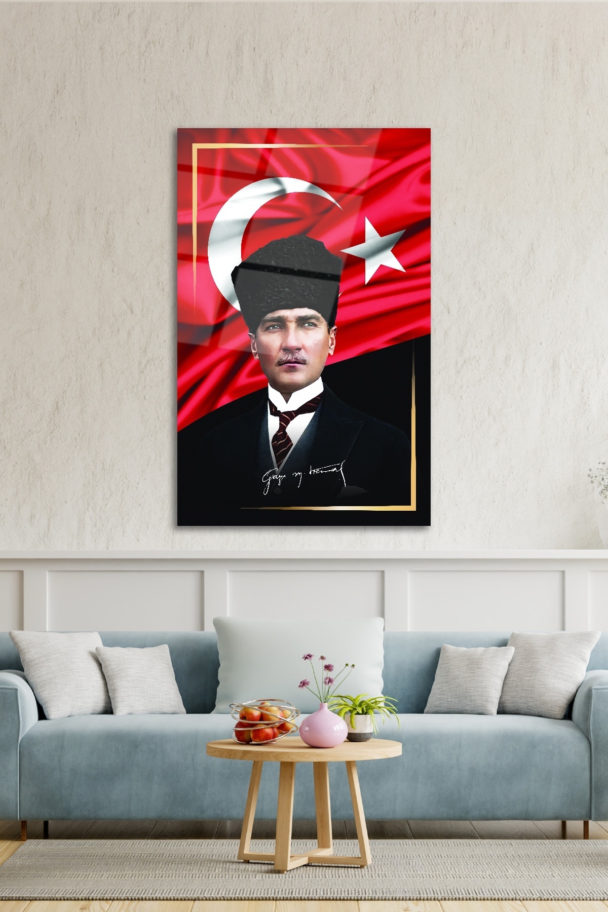 Türk Bayrağı Ve Atatürk Cam Tablo-2 görsel 4
