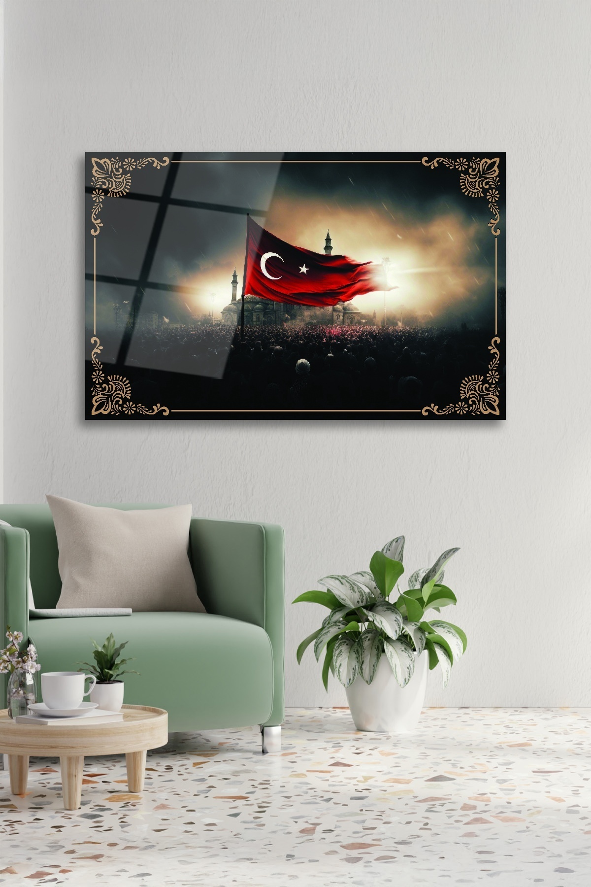 Türk Bayrağı Cam Tablo görsel 2